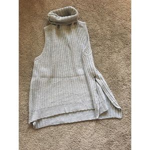 Gray Turtleneck Tank Sweater with Size Zippers